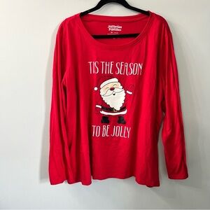 Jammies for Your Families Red Santa Long Sleeve Jolly Pajama Top 2X